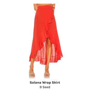 Red Solana Wrap Skirt by 9Seed